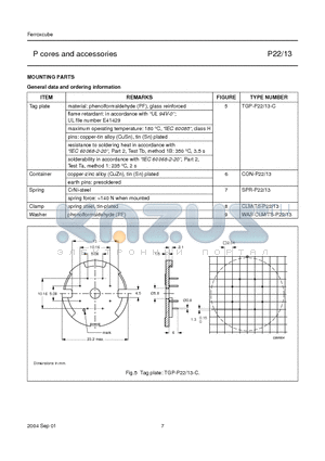 SPR-P22 datasheet - P cores and accessories