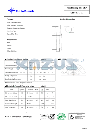 OSB5SS3131A datasheet - 3mm Flashing Blue LED