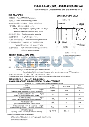 TGL34-91 datasheet - Surface Mount Unidirectional and Bidirectional TVS