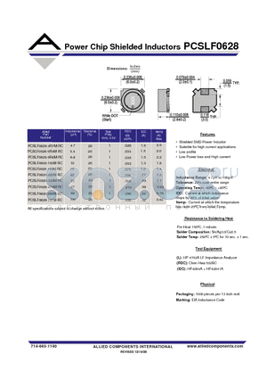 PCSLF0628-4R7M-RC datasheet - Power Chip Shielded Inductors