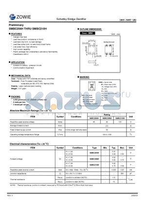 SMBC204H datasheet - Schottky Bridge Rectifier Preliminary