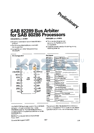 SAB82289 datasheet - Bus Arbiter for SAB80286 Processors