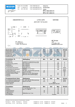 NP12-1A66-2500-210_DE datasheet - (deutsch) NP Reed Relay