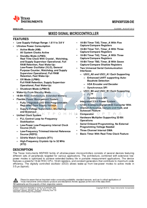 MSP430F5326TDF1 datasheet - MIXED SIGNAL MICROCONTROLLER