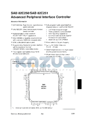 SAB82C250 datasheet - ADVANCED PERIPHERAL INTERFACE CONTROLLER