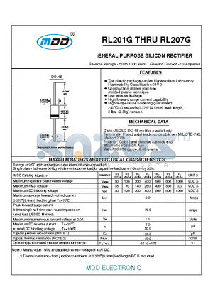 RL203G datasheet - GENERAL PURPOSE SILICON RECTIFIER