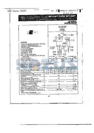 NP16 datasheet - 16 AMPERE SILICON RECTIFIER