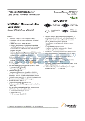 PPC5674FMVVA264 datasheet - MPC5674F Microcontroller Data Sheet