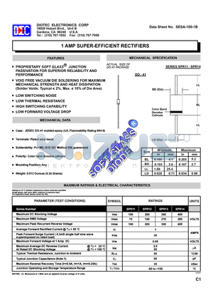 SPR13 datasheet - 1 AMP SUPER-EFFICIENT RECTIFIERS