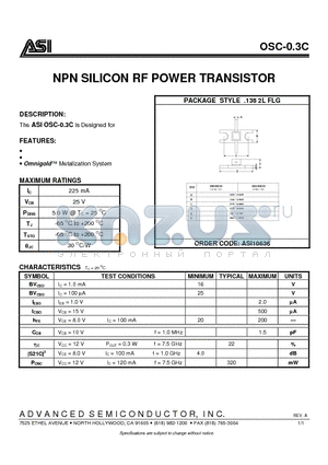 OSC-03C datasheet - NPN SILICON RF POWER TRANSISTOR