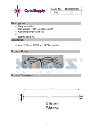 OSCT083528 datasheet - 8mm*0.25mm FPCB and FPCB connect