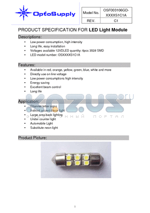 OSF003106GD-M54LS1C1A datasheet - PRODUCT SPECIFICATION FOR LED Light Module