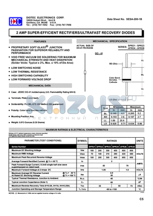 SPR21 datasheet - 2 AMP SUPER-EFFICIENT RECTIFIERS/ULTRAFAST RECOVERY DIODES