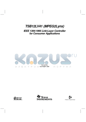 TSB12LV41 datasheet - IEEE 1394-1995 Link-Layer Controller for Consumer Applications