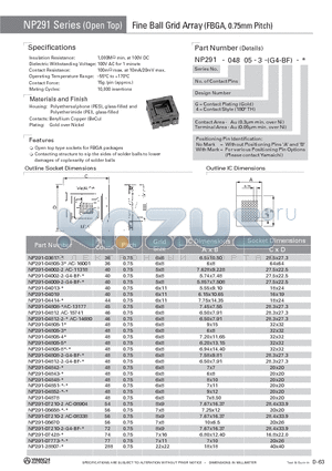 NP291-04002-2-G4-BF datasheet - Fine Ball Grid Array (FBGA, 0.75mm Pitch)