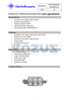 OSF004206GD-B56LZ2C1D datasheet - PRODUCT SPECIFICATION FOR LED Light Module