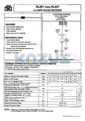 RL206 datasheet - 2.0 AMPS. SILICON RECTIFIERS