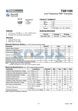 TSB1386_1 datasheet - Low Frequency PNP Transistor