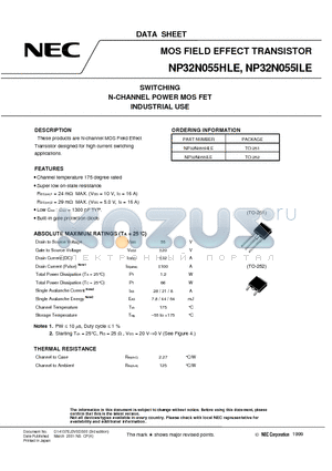 NP32N055HLE datasheet - SWITCHING N-CHANNEL POWER MOS FET INDUSTRIAL USE