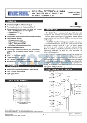 SY89547LMI datasheet - 3.3V, 3.2Gbps DIFFERENTIAL 4:1 LVDS MULTIPLEXER with 1:2 FANOUT and INTERNAL TERMINATION