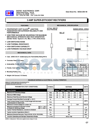 SPR33 datasheet - 3 AMP SUPER-EFFICIENT RECTIFIERS