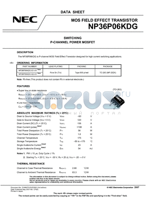 NP36P06KDG datasheet - MOS FIELD EFFECT TRANSISTOR