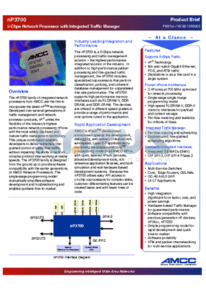 NP3700 datasheet - 5-Gbps Network Processor with Integrated Traffic Manager