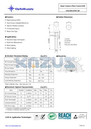 OSG5DA5MC1B_11 datasheet - 5mm Concave Pure Green LED