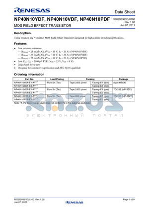 NP40N10YDF-E2-AY datasheet - MOS FIELD EFFECT TRANSISTOR