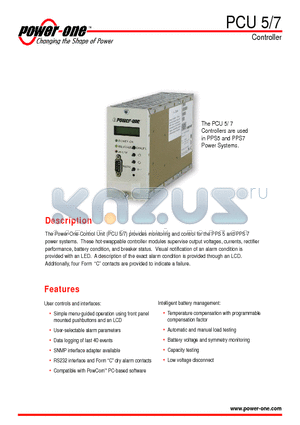 PCU5 datasheet - Controllers are used in PPS5 and PPS7 Power Systems.