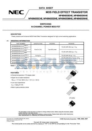 NP48N055CHE datasheet - MOS FIELD EFFECT TRANSISTOR SWITCHING N-CHANNEL POWER MOS FET