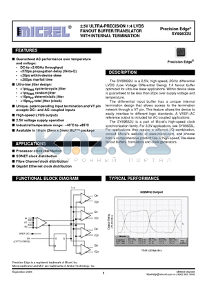 SY89831U datasheet - 2.5V ULTRA-PRECISION 1:4 LVDS FANOUT BUFFER/TRANSLATOR WITH INTERNAL TERMINATION