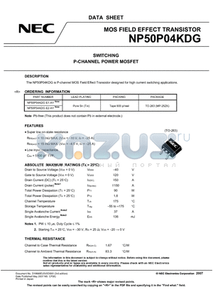 NP50P04KDG datasheet - MOS FIELD EFFECT TRANSISTOR