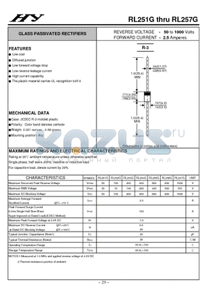 RL253G datasheet - GLASS PASSIVATED RECTIFIERS