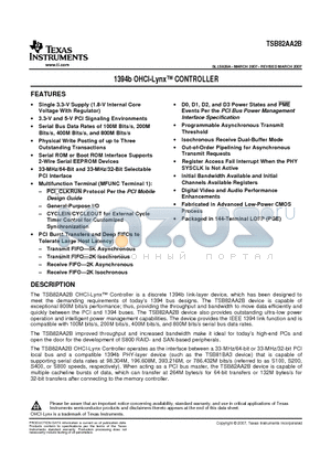 TSB82AA2B datasheet - 1394b OHCI-Lynx CONTROLLER