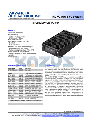 PCX47 datasheet - MICROSPACE PC Systems