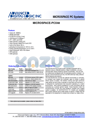 PCX48 datasheet - MICROSPACE PC Systems