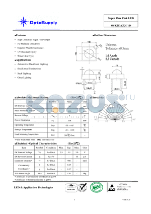 OSK5DAZ2C1D datasheet - Super Fllux Piink LED