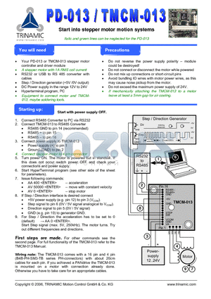 PD-013_1 datasheet - Start into stepper motor motion systems