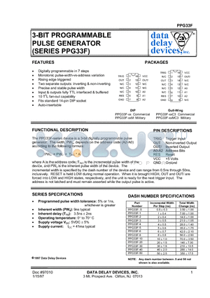 PPG33F-.5MC3 datasheet - 3-BIT PROGRAMMABLE PULSE GENERATOR (SERIES PPG33F)