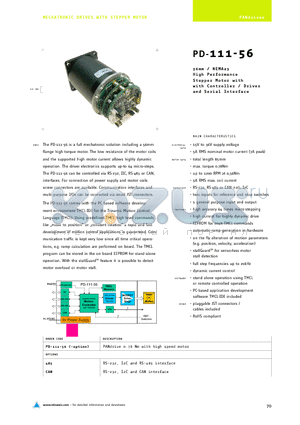 PD-111-56 datasheet - 56mm / NEMA23 High Performance Stepper Motor with with Controller / Driver and Serial Interface
