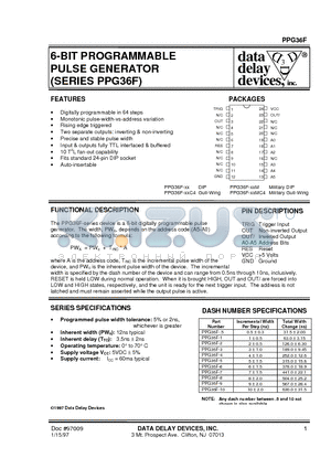 PPG36F-10 datasheet - 6-BIT PROGRAMMABLE PULSE GENERATOR(SERIES PPG36F)