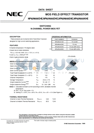 NP82N055CHE datasheet - MOS FIELD EFFECT TRANSISTOR SWITCHING SWITCHING