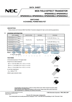 NP82N055ELE-E2-AY datasheet - MOS FIELD EFFECT TRANSISTOR SWITCHING N-CHANNEL POWER MOS FET