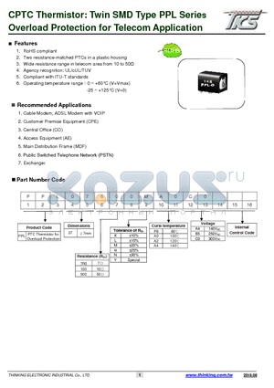 PPL07180MA0B5-Y datasheet - Overload Protection for Telecom Application