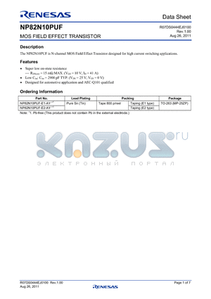 NP82N10PUF datasheet - MOS FIELD EFFECT TRANSISTOR