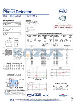 SYPD-1+ datasheet - Surface Mount Phase Detector