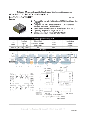 TSC1142 datasheet - 10/100 BASE-TX TRANSFORMER MODULES