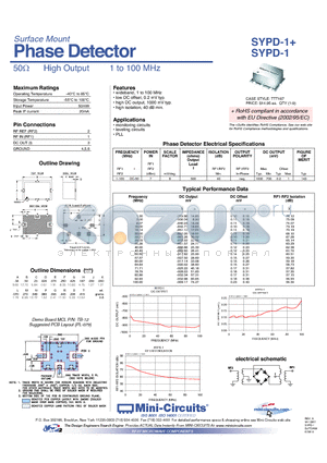 SYPD-1 datasheet - Surface Mount Phase Detector