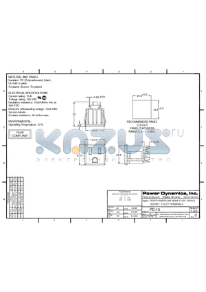 PD-15 datasheet - NORTH AMERICAN NEMA 5-15R; SINGLE SOCKET, V-SLOT TERMINALS